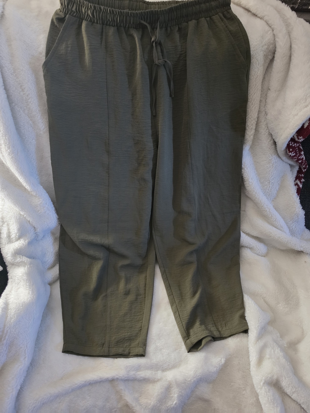 Olive Drawstring Relaxed Pants